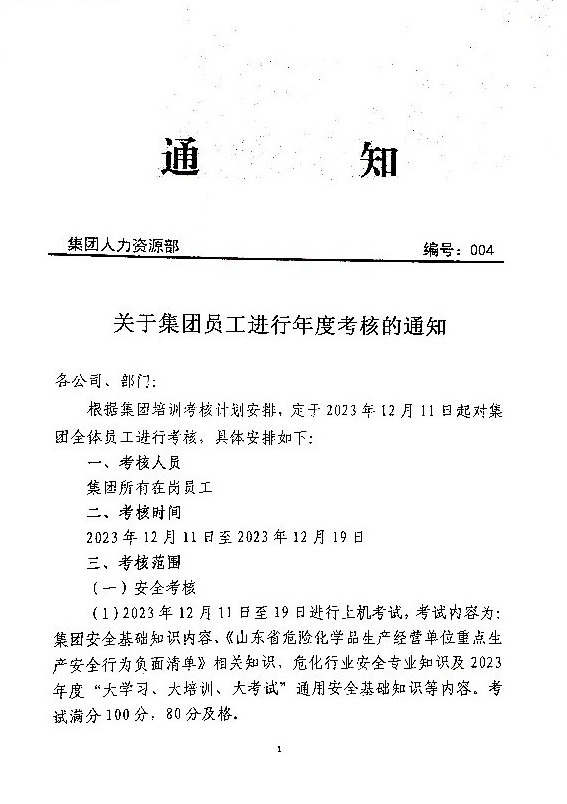 关于集团员工进行年度考核的通知