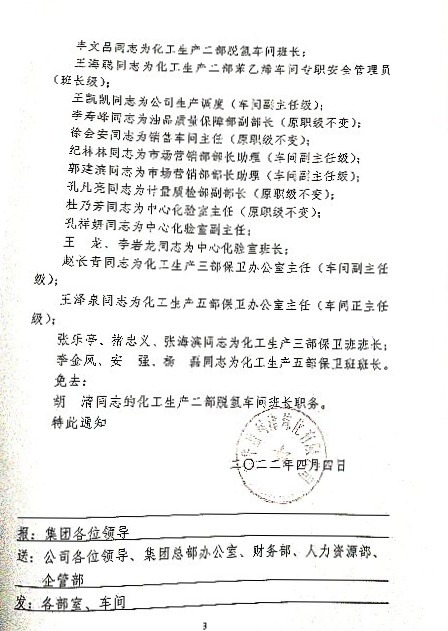 关于部分人员任职通知