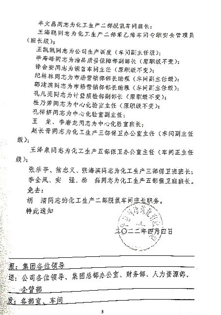 关于部分人员任职通知