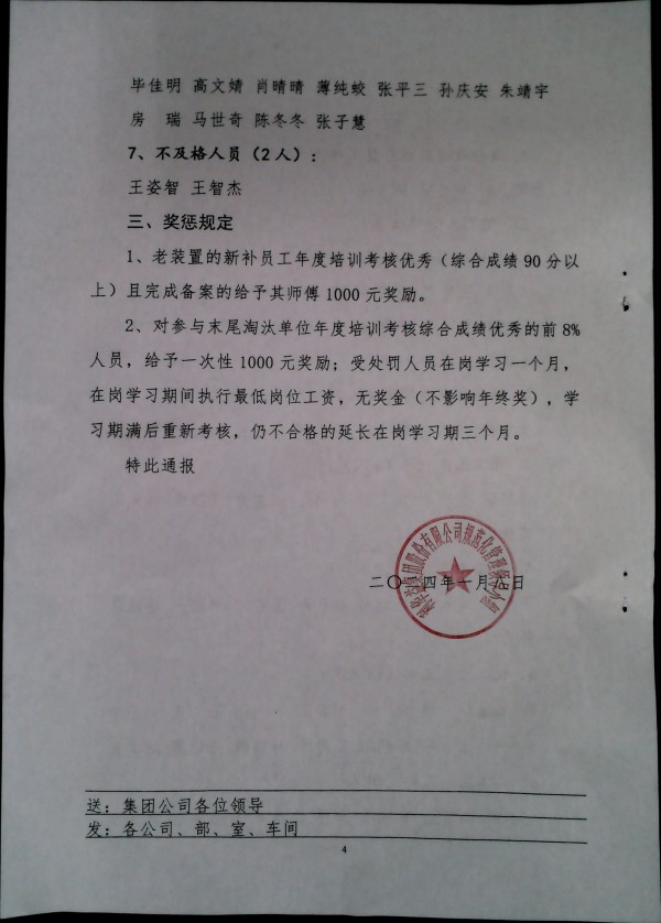 关于对2023年度员工培训考核评比的通报