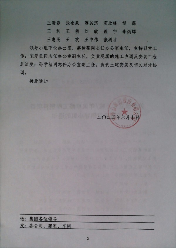 关于成立8万吨/年聚甲醛工程塑料项目工程建设领导小组的通知