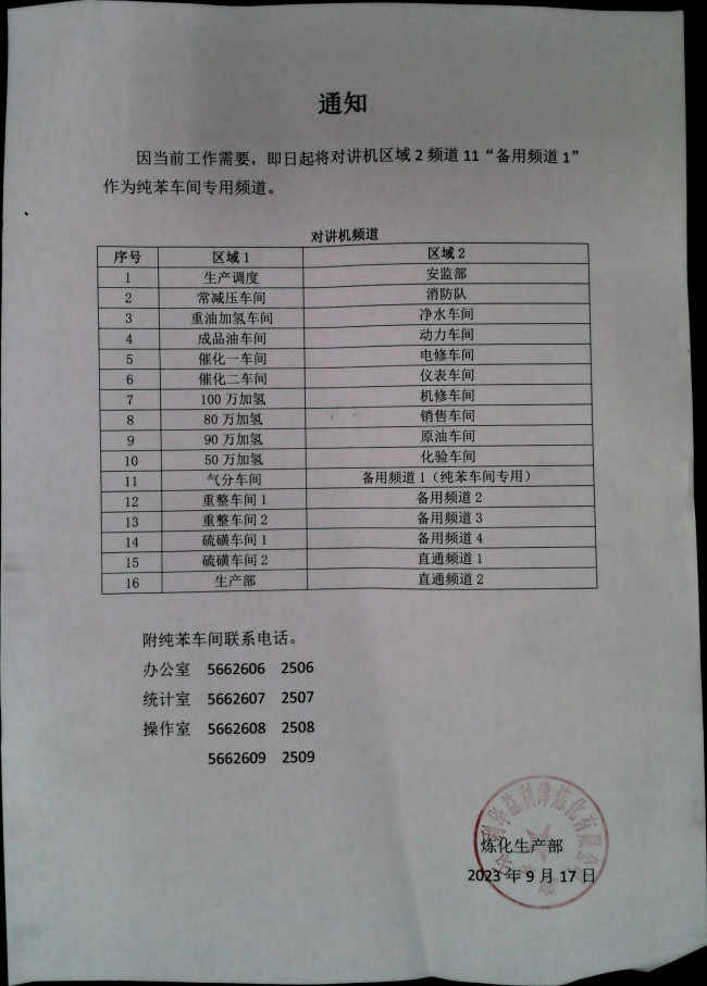 生产部通知